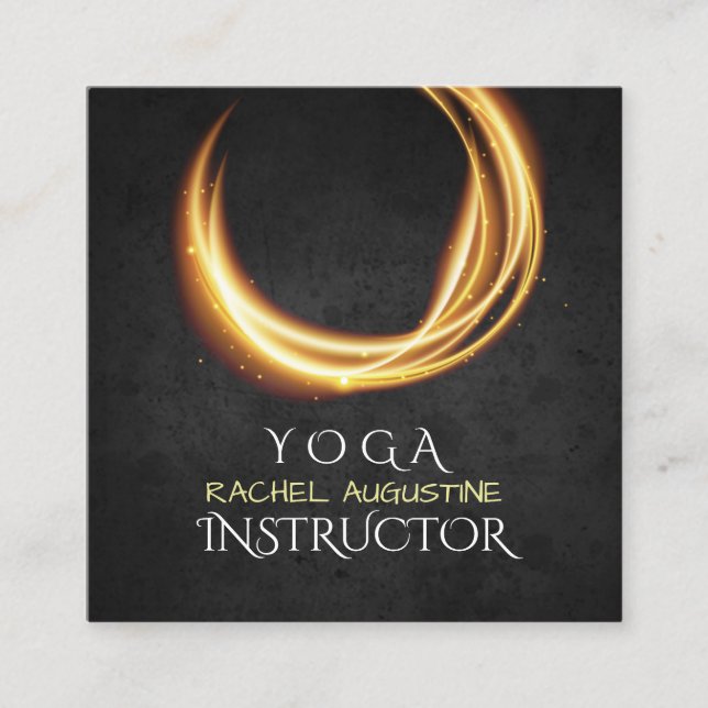 Elegant YOGA Black & Guld ZEN Symbol Glowing Light Fyrkantigt Visitkort (Framsida)