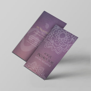 Elegant Yoga Blommigt Mandala Om Symbol Lila Grung Visitkort