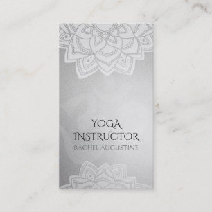 Elegant Yoga Blommigt Mandala om Symbol Silver Foi Visitkort