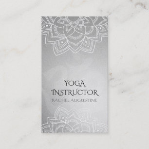 Elegant Yoga Blommigt Mandala om Symbol Silver Foi Visitkort