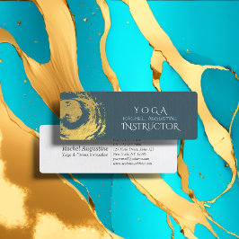 Elegant YOGA Blue & Guld ZEN Symbol Brushstrokes Mini Visitkort