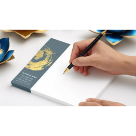 Elegant YOGA Blue & Guld ZEN Symbol Brushstrokes Post-it Block