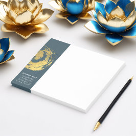 Elegant YOGA Blue & Guld ZEN Symbol Brushstrokes Post-it Block