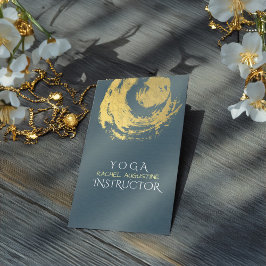 Elegant YOGA Blue & Guld ZEN Symbol Brushstrokes Visitkort