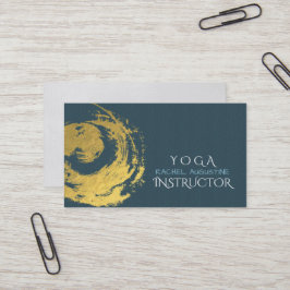 Elegant YOGA Blue & Guld ZEN Symbol Brushstrokes Visitkort