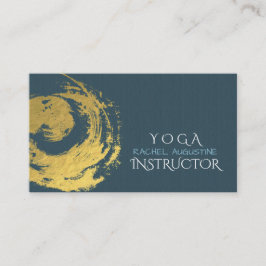 Elegant YOGA Blue & Guld ZEN Symbol Brushstrokes Visitkort