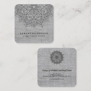 Elegant Yoga för lotusblommablommalogotyp Fyrkantigt Visitkort