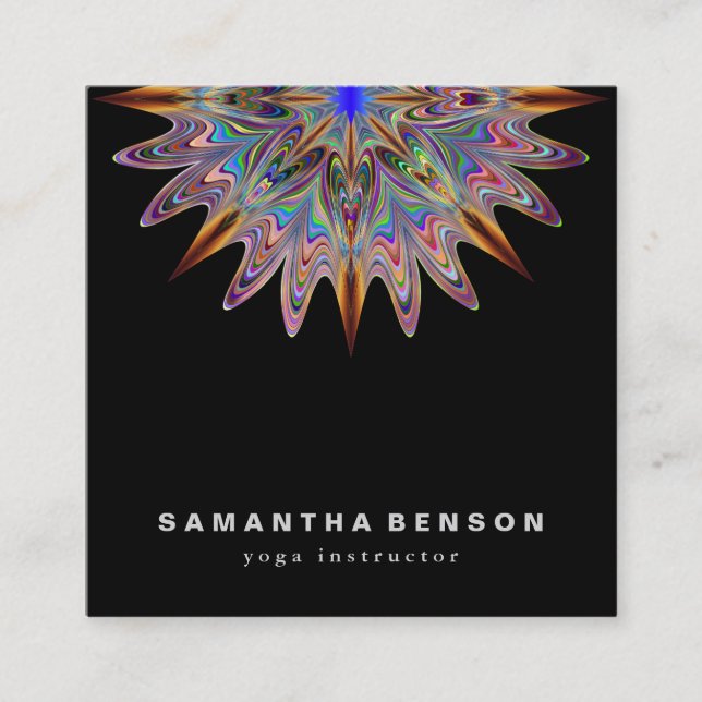 Elegant Yoga för lotusblommablommalogotyp Fyrkantigt Visitkort (Framsida)