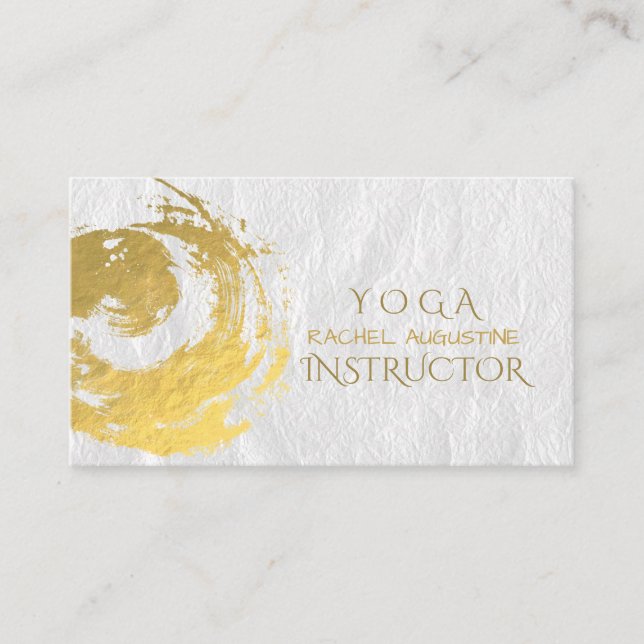 Elegant YOGA Gold Foil Brushstrokes ZEN Symbol Bus Visitkort (Framsida)