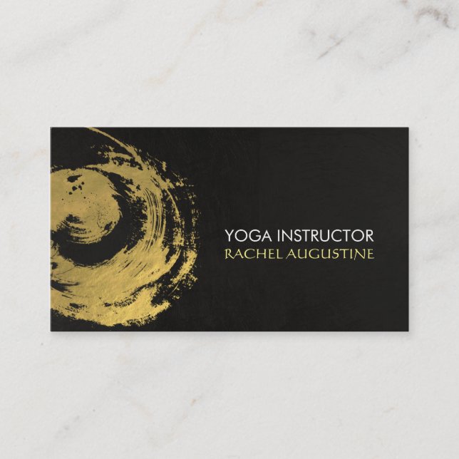 Elegant YOGA Gold Foil Brushstrokes ZEN-symbol Visitkort (Framsida)