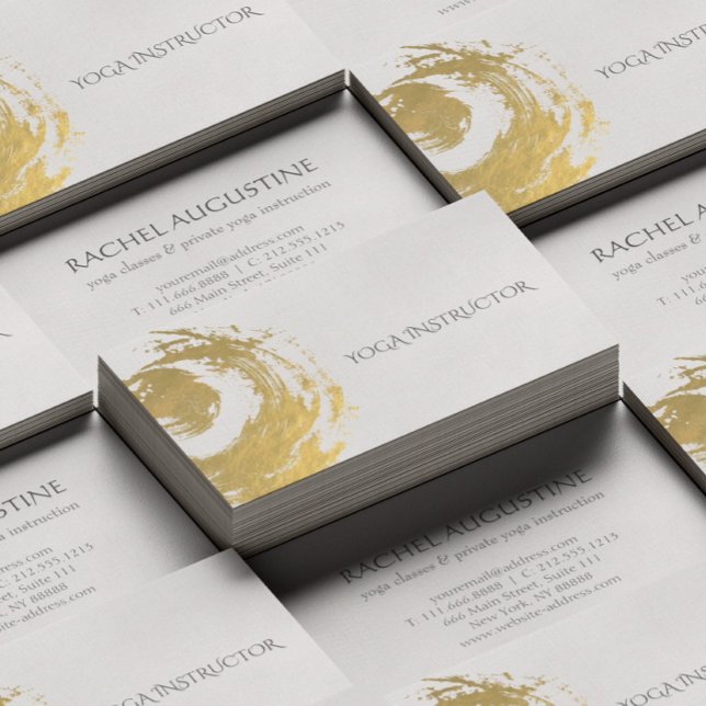 Elegant YOGA Gold Foil Brushstrokes ZEN-symbol Visitkort (Skapare uppladdad)