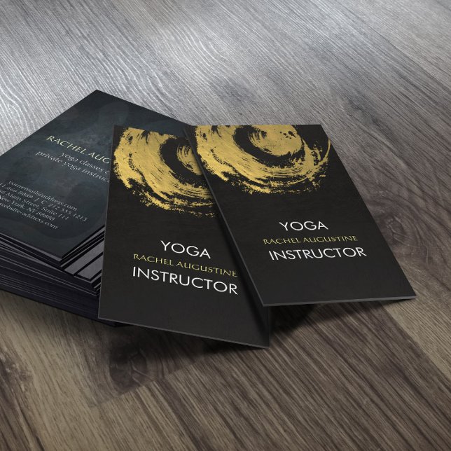 Elegant YOGA Gold Foil Brushstrokes ZEN-symbol Visitkort (Skapare uppladdad)