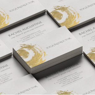 Elegant YOGA Guld Folie Penseldrag ZEN Symbol Visitkort