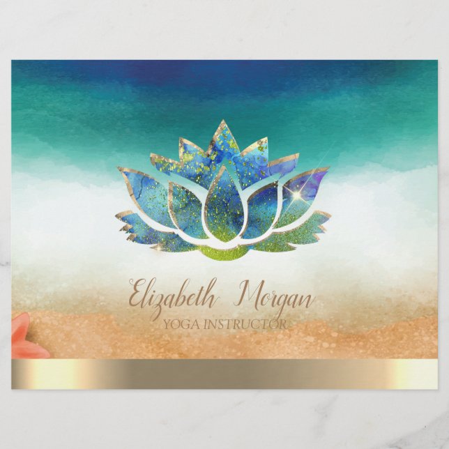 Elegant Yoga Instructor Blue Lotus Reklamblad (Framsidan)