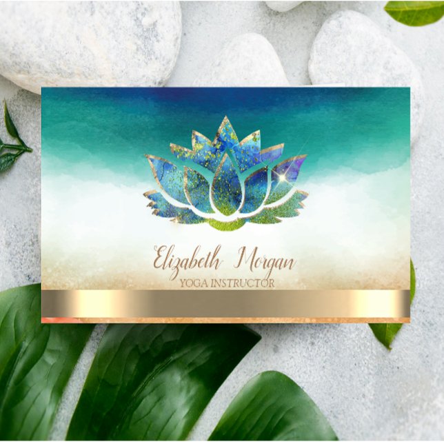 Elegant Yoga Instructor Blue Lotus Visitkort (Skapare uppladdad)