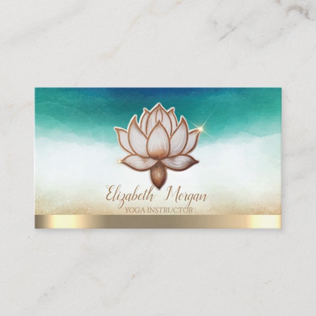 Elegant Yoga Instructor Brown Lotus Visitkort (Framsida)