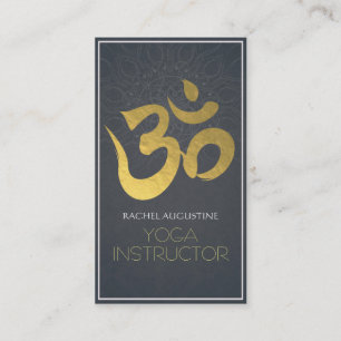 Elegant Yoga Instructor Guld Om Symbol och Mandala Visitkort