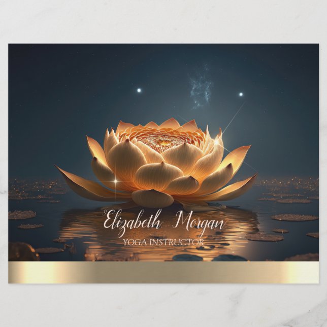 Elegant Yoga Instructor Lotus Mörk Reklamblad (Framsidan)