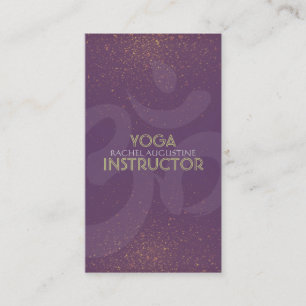 Elegant Yoga Instructor Om Symbol Lila och Guld Visitkort
