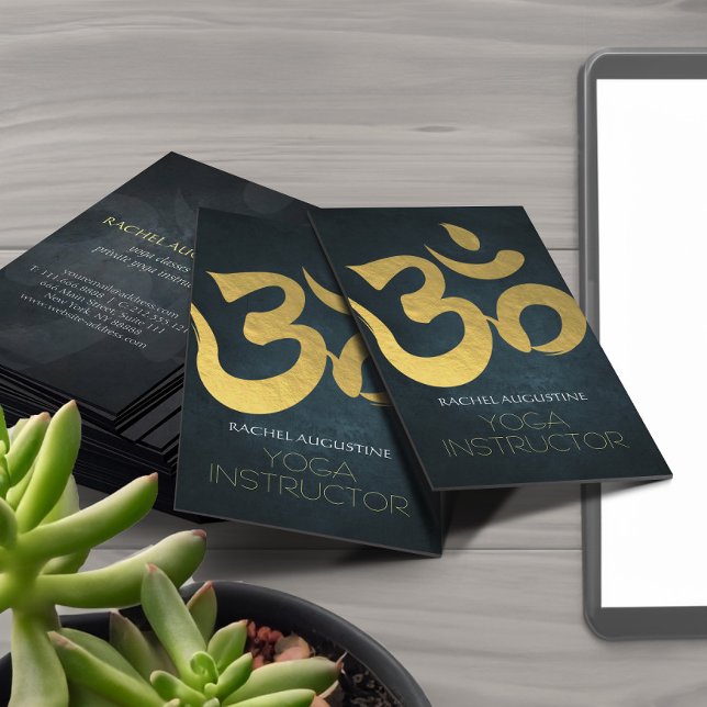 Elegant Yoga Instructor Studio Gold Foil Om Symbol Visitkort (Skapare uppladdad)