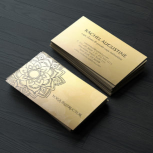Elegant YOGA-instruktör Svart Guld Blommig Mandala Visitkort