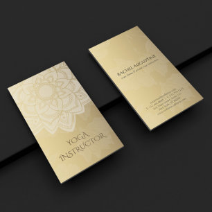 Elegant YOGA-instruktör Vit Guld Blommig Mandala Visitkort