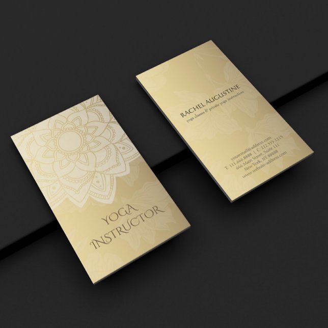 Elegant YOGA-instruktör Vit Guld Blommig Mandala Visitkort (Skapare uppladdad)