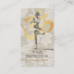 Elegant Yoga Meditation Pose Gold Foil Om Symbol Visitkort