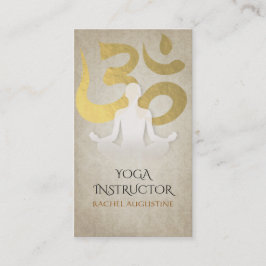Elegant Yoga Meditation Pose Gold Foil Om Symbol Visitkort