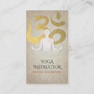 Elegant Yoga Meditation Pose Gold Foil Om Symbol Visitkort