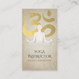 Elegant Yoga Meditation Pose Gold Foil Om Symbol Visitkort