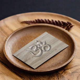 Elegant Yoga Meditation Pose Wooden Om symbol Visitkort