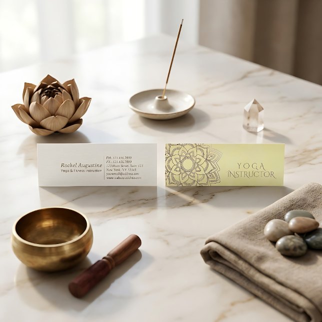 Elegant YOGA-meditationsinstruktör Mandala Blommig Mini Visitkort (Skapare uppladdad)