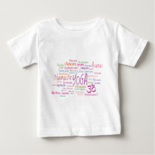 Elegant Yoga poserar rosa- och lilamönster Asanas T-shirt