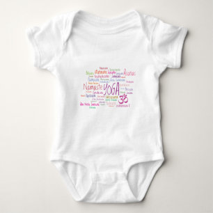 Elegant Yoga poserar rosa- och lilamönster Asanas Tee