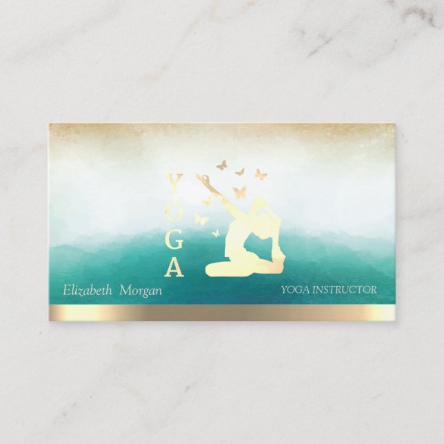 Elegant yogainstruktör Kvinnlig siluett Visitkort (Framsida)