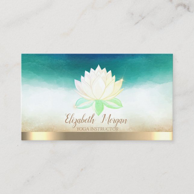 Elegant yogainstruktör Lotus akvarell  Visitkort (Framsida)