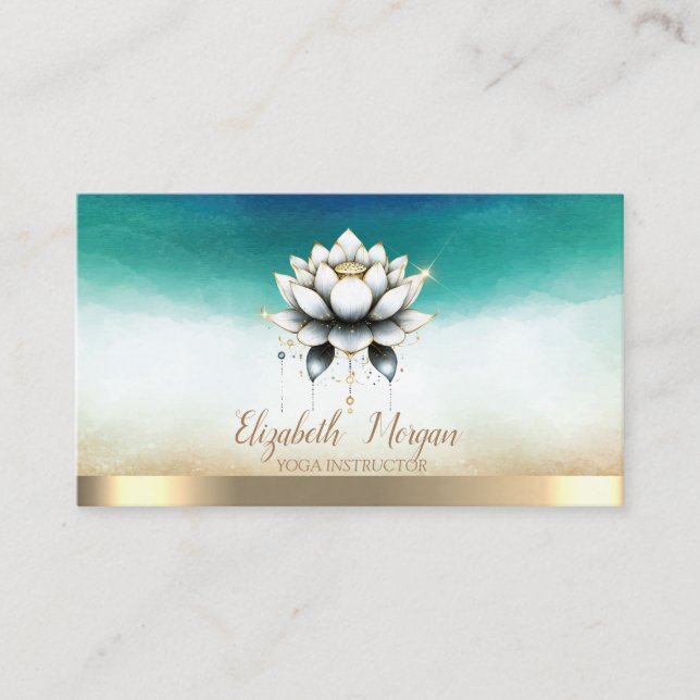 Elegant yogainstruktör Snygg lotus Visitkort (Framsida)
