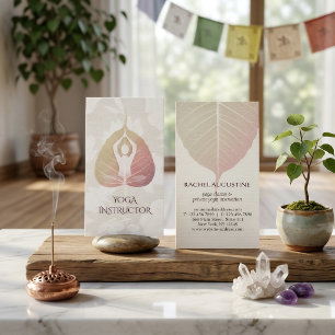 Elegant yogameditationsställning med Bodhi-blad Visitkort