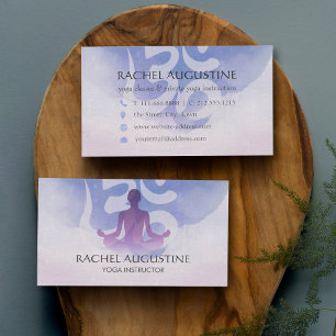 Elegant yogameditationsställning Om-symbol akvarel Visitkort