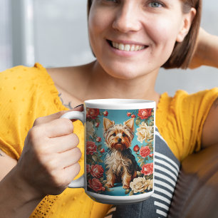 Elegant Yorkshire Terrier Porträtt Ro Garden Kaffemugg