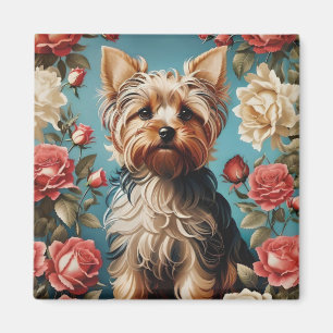 Elegant Yorkshire Terrier Porträtt Ro Garden Magnet