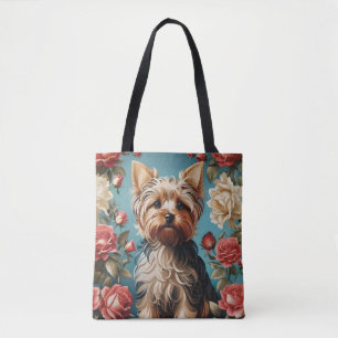 Elegant Yorkshire Terrier Porträtt Ro Garden Tygkasse