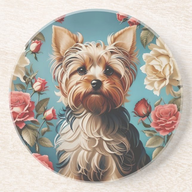 Elegant Yorkshire Terrier Porträtt Ro Garden Underlägg (Framsidan)