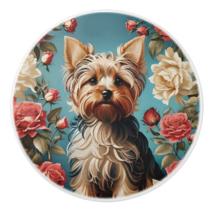 Elegant Yorkshire Terrier Porträtt Rosengård Knopp