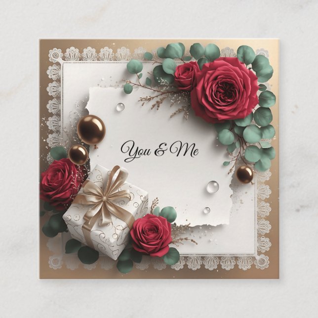 Elegant “You & Me” Gold Cursive Flat Greeting Card Fyrkantigt Visitkort (Framsida)