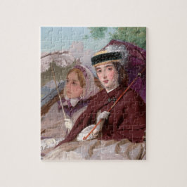 Elegant Young Dam Riding in a Carriage Pussel