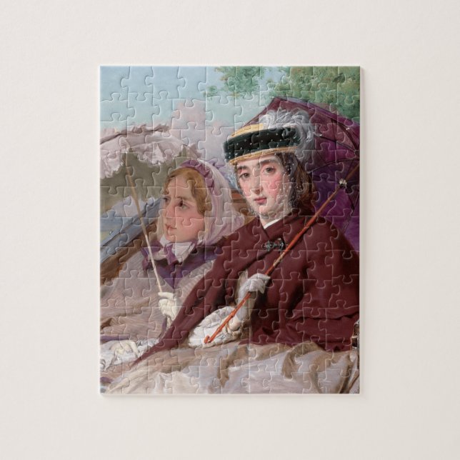 Elegant Young Dam Riding in a Carriage Pussel (Vertikal)