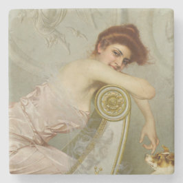 Elegant Young Dam som roterar hennes marionettlikn Stenunderlägg