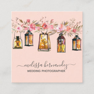 Elegant yrkesmässig blom- bröllopfotograf fyrkantigt visitkort